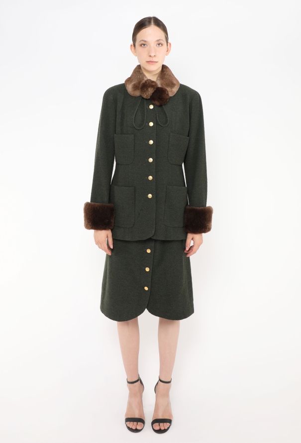Chanel Late '80s Fur Trim Chevron Ensemble - 2
