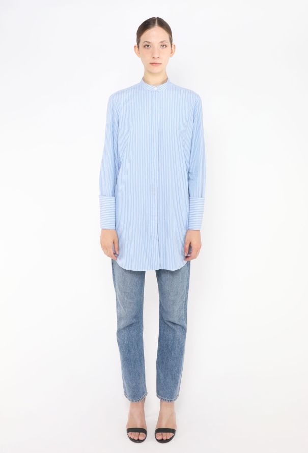 Céline Pinstripe Cotton Tunic Shirt - 3