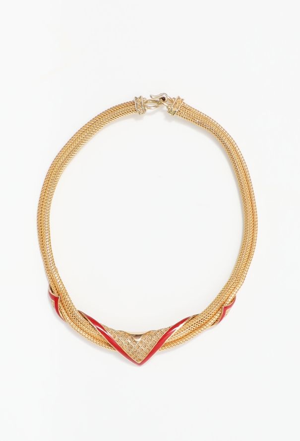 Balenciaga Metallic Wrapped Enamel Choker Necklace - 1