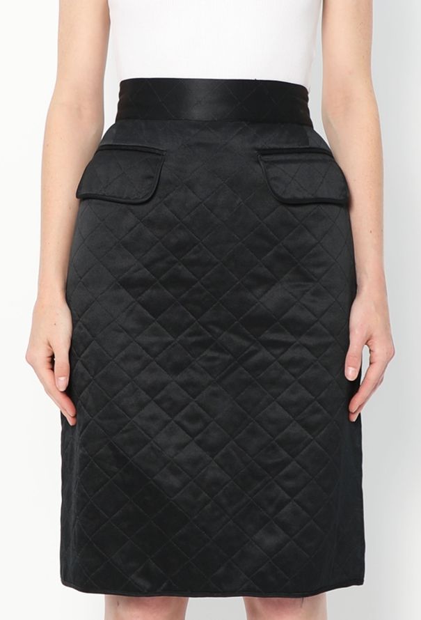 Chanel Vintage Quilted Silk Skirt - 3