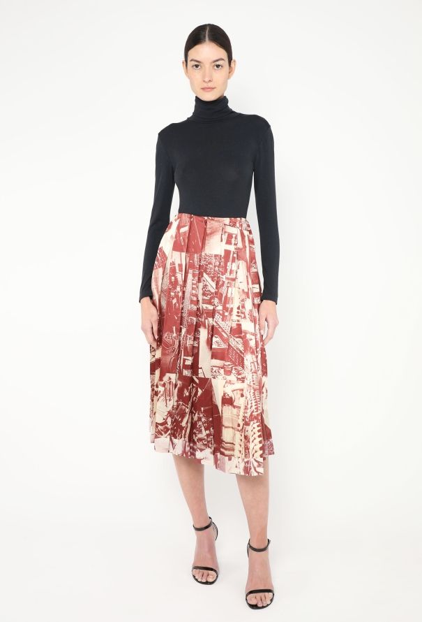 Céline S/S 2018 Factory Print Silk Skirt - 1