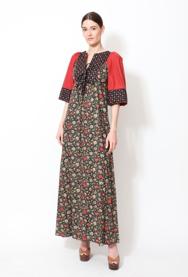 70s Floral Quilted Day Dress - 2