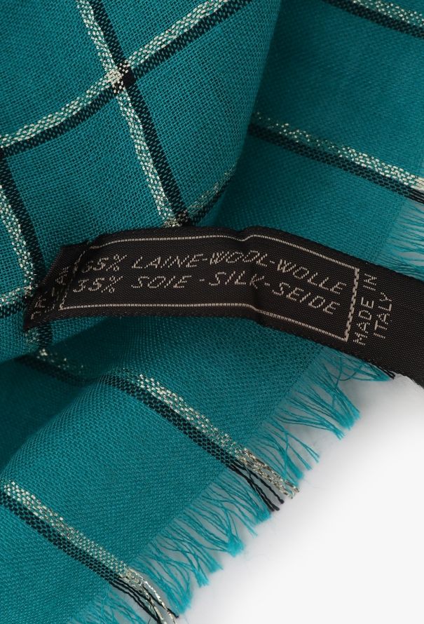 Saint Laurent Vintage Checkered Lamé Scarf - 7