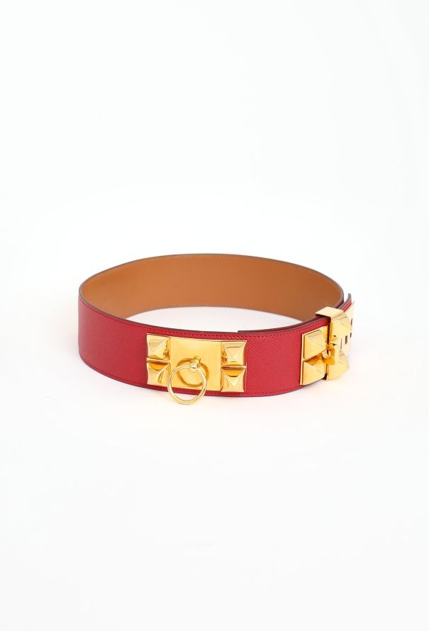 Hermès 1995 Rouge Courchevel 'Collier de Chien' Belt - 3