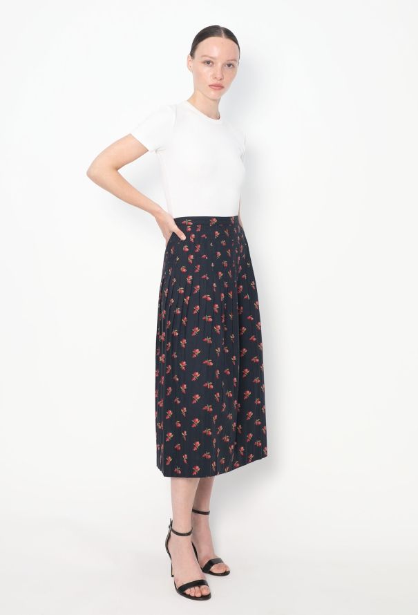 Saint Laurent '70s Pleated Floral Print Skirt - 3