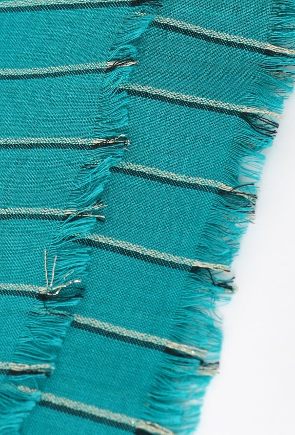 Saint Laurent Vintage Checkered Lamé Scarf - 6