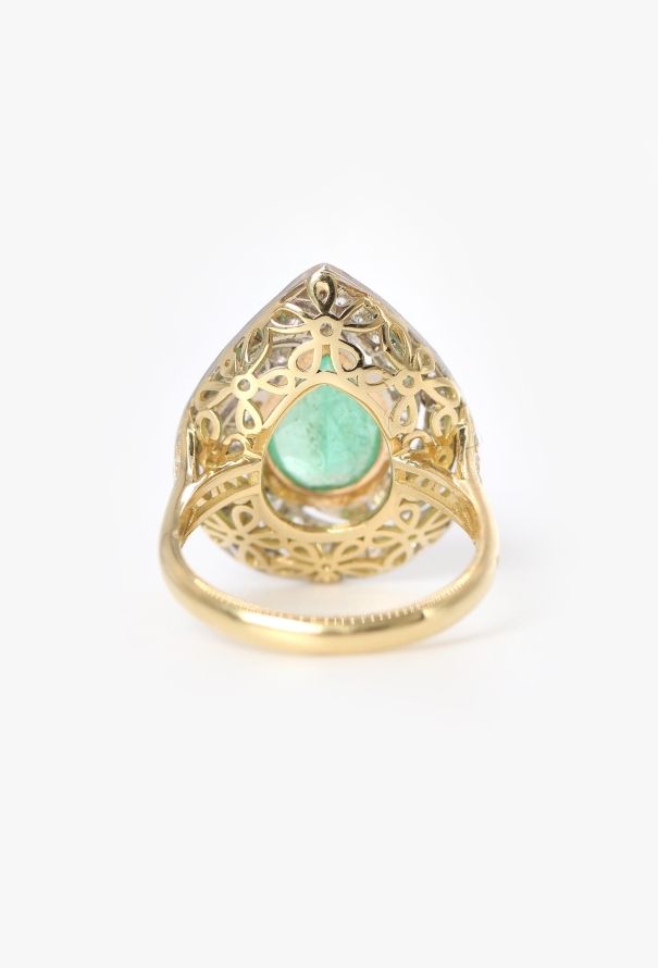 Vintage Fine Jewelry 18k Gold, Diamond & 1.90 Carats Emerald Ring - 5