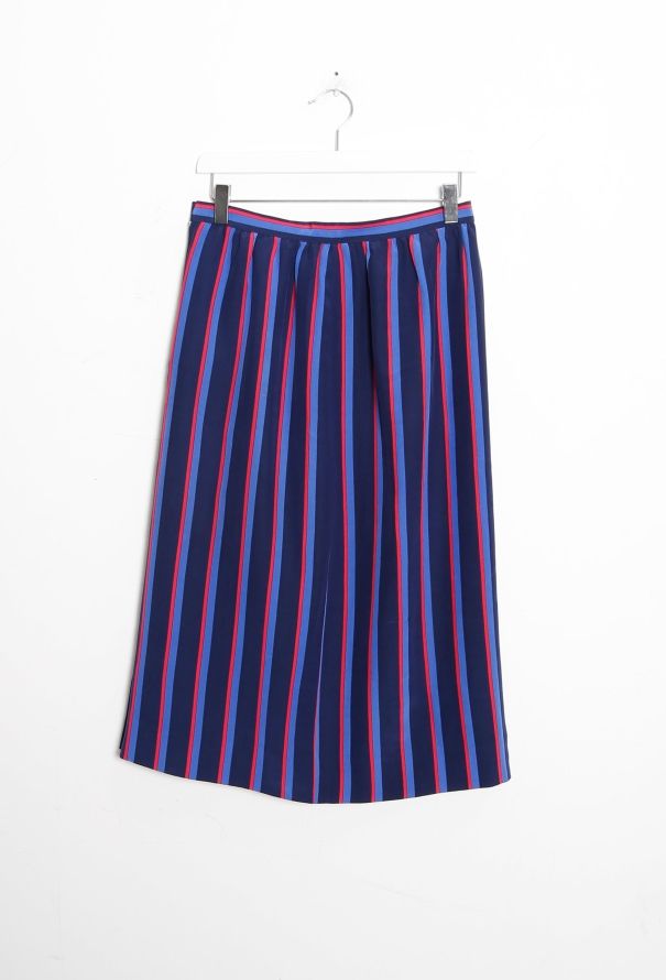 Céline Vintage Striped High-Waisted Silk Skirt - 6