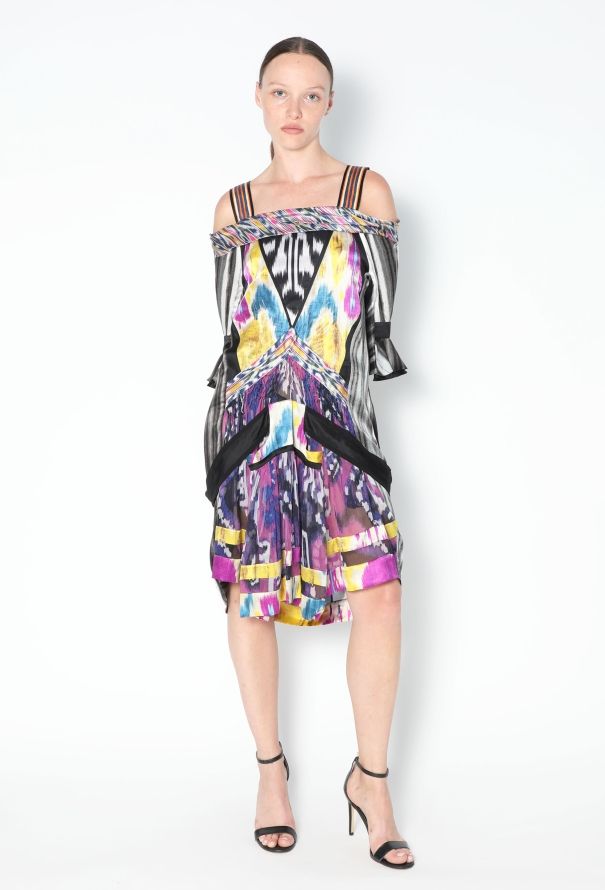 Balenciaga F/W 2007 Off-Shoulder Ikat Dress - 4