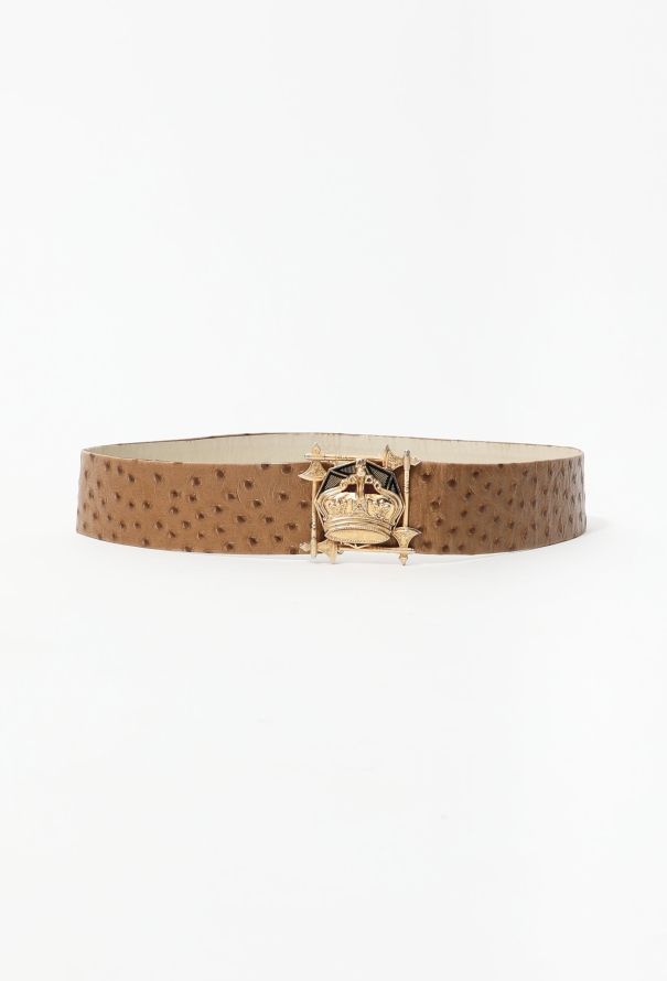 Dior 70s Ostrich Leather Pendant Buckle Belt - 1