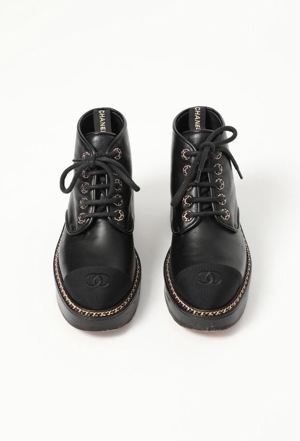 Chanel 2020 Chainlink Leather 'CC' Boots - 1