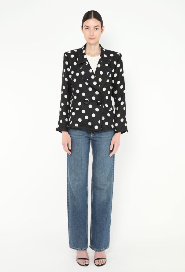 Saint Laurent 1990 Silk Polka Dot Blazer - 1