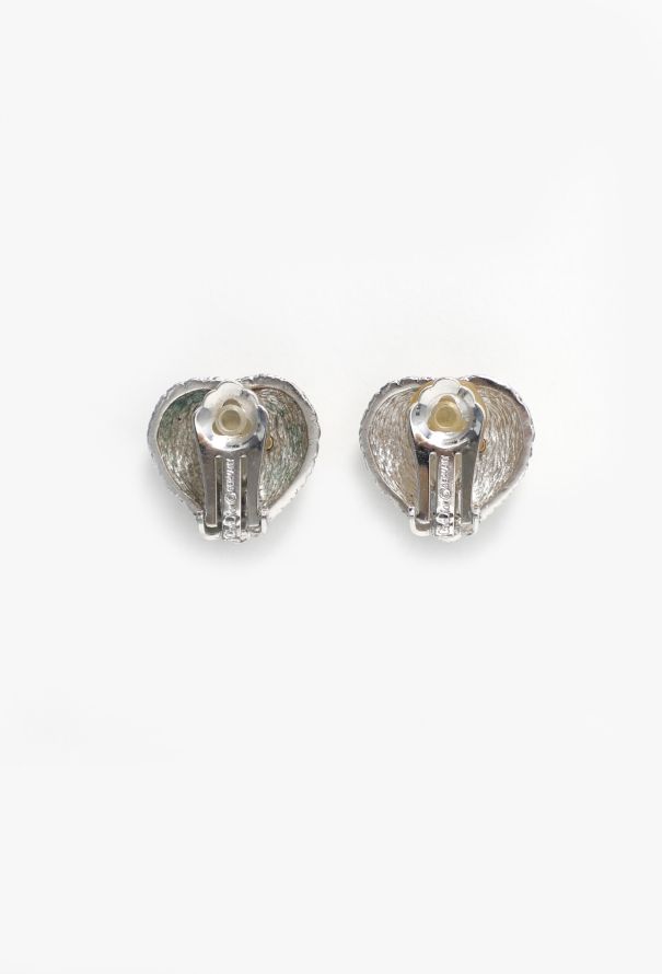 Christian Dior Vintage Embossed Heart Clip Earrings - 3