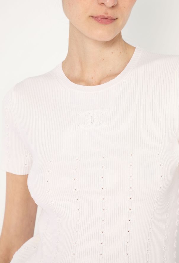 Chanel 2021 Pointelle Ribbed 'CC' Top - 3