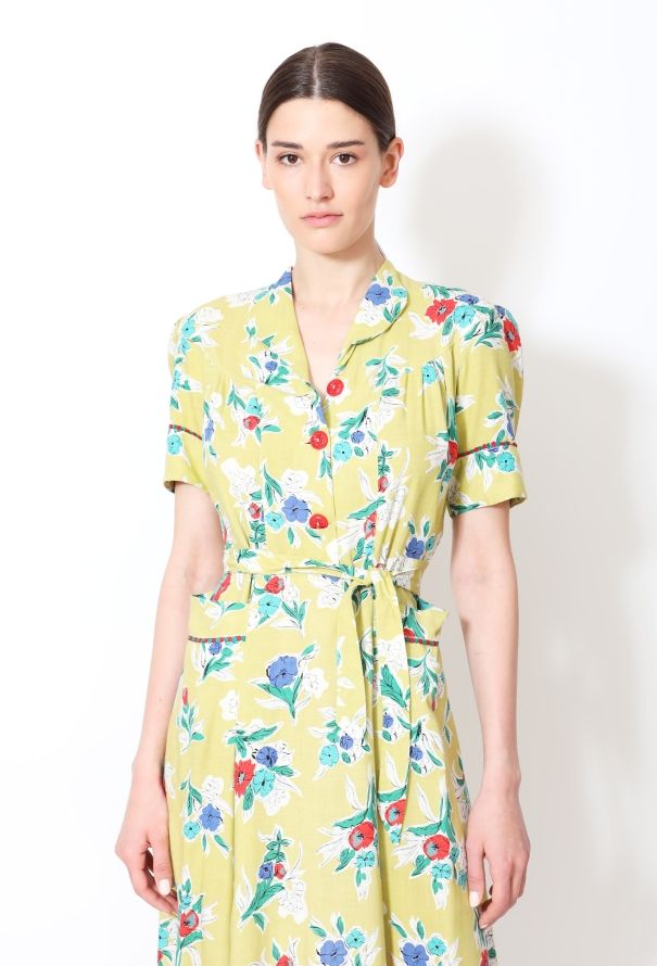 1940's Floral Belted Dress - 2