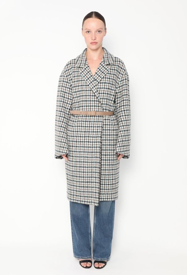 Loro Piana 2020 Belted Cashmere Houndstooth Coat - 1