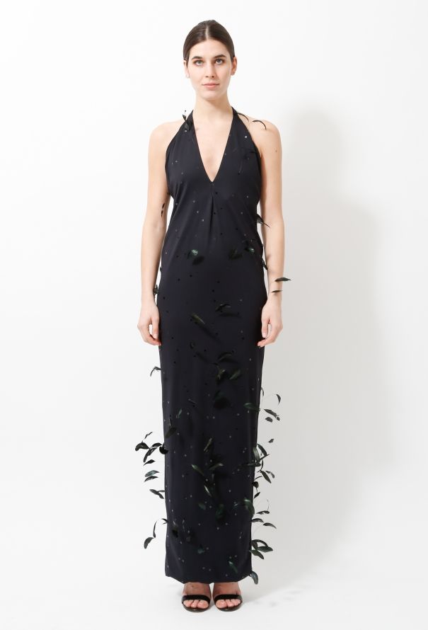 90s Stephen Sprouse Feather Gown - 1
