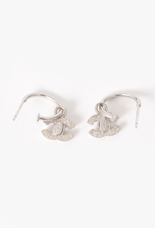 Chanel Enamel Pendant Hoop Earrings - 2