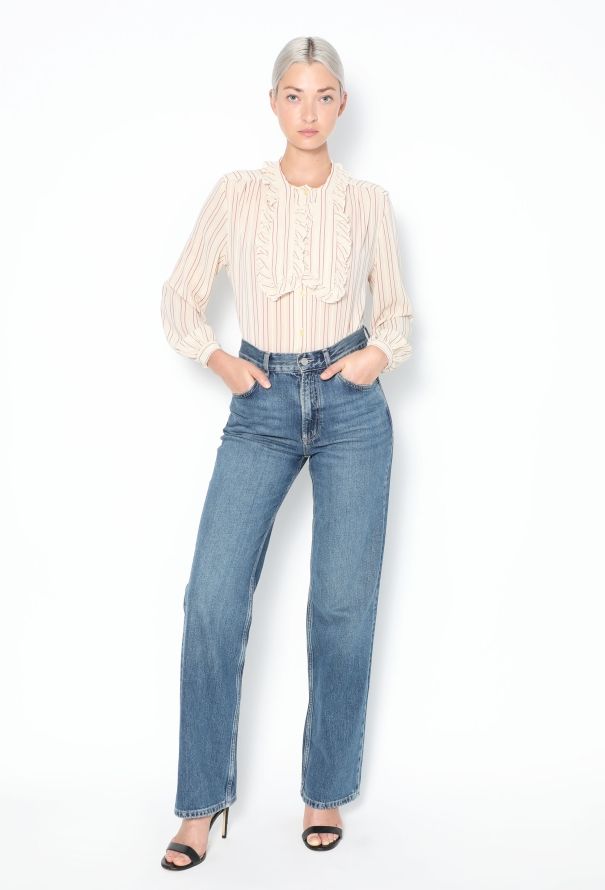 Saint Laurent Vintage Striped Lavallière Blouse - 2