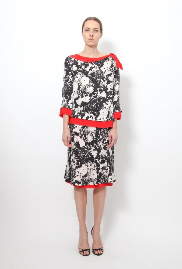 Exquisite Vintage Jean Patou '80s Floral Silk Ensemble - 2