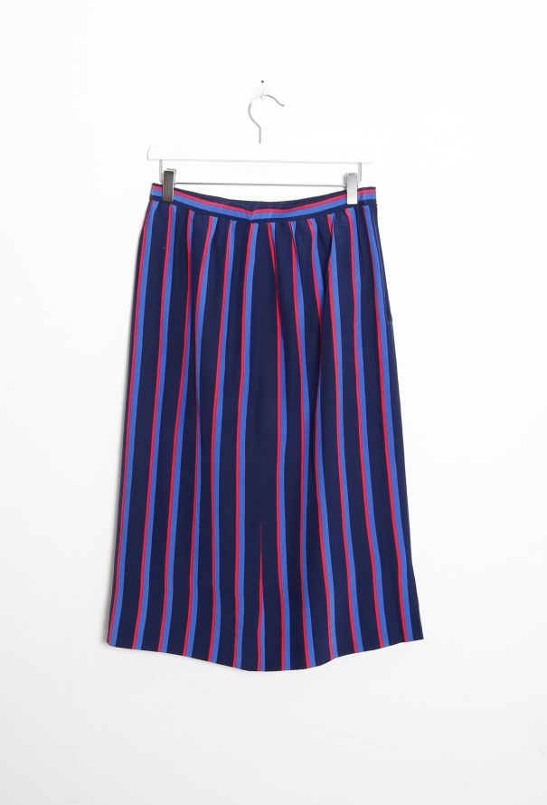 Céline Vintage Striped High-Waisted Silk Skirt - 5
