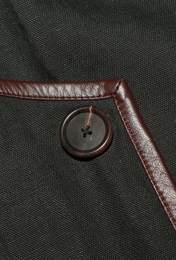 Céline S/S 2018 Leather Trim Linen Kaftan - 8