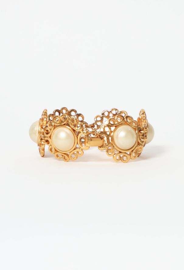 Saint Laurent Vintage Pearl Cabochon Bracelet - 3