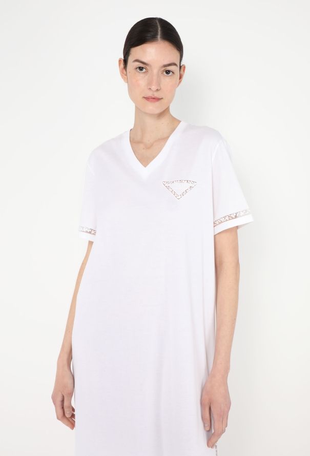 Prada 2023 Lace Trim T-Shirt Dress - 3