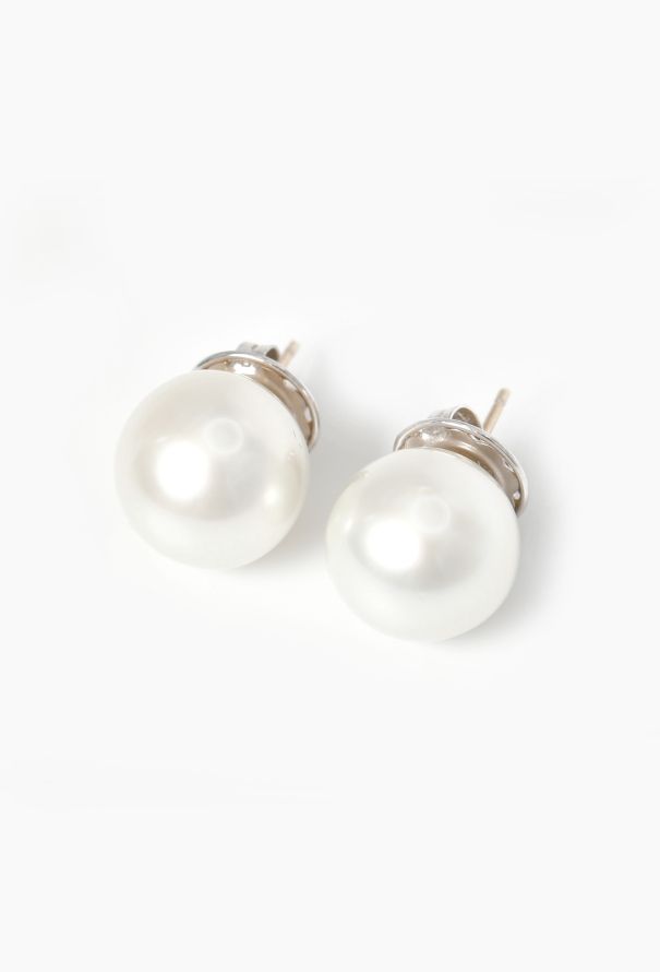 Modern Fine Jewelry 18k White Gold & Cultured Pearl Earrings - 3