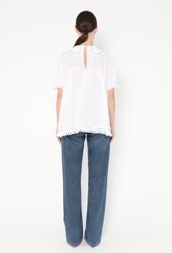 Vita Kin Embroidered Linen Eyelet Top - 3