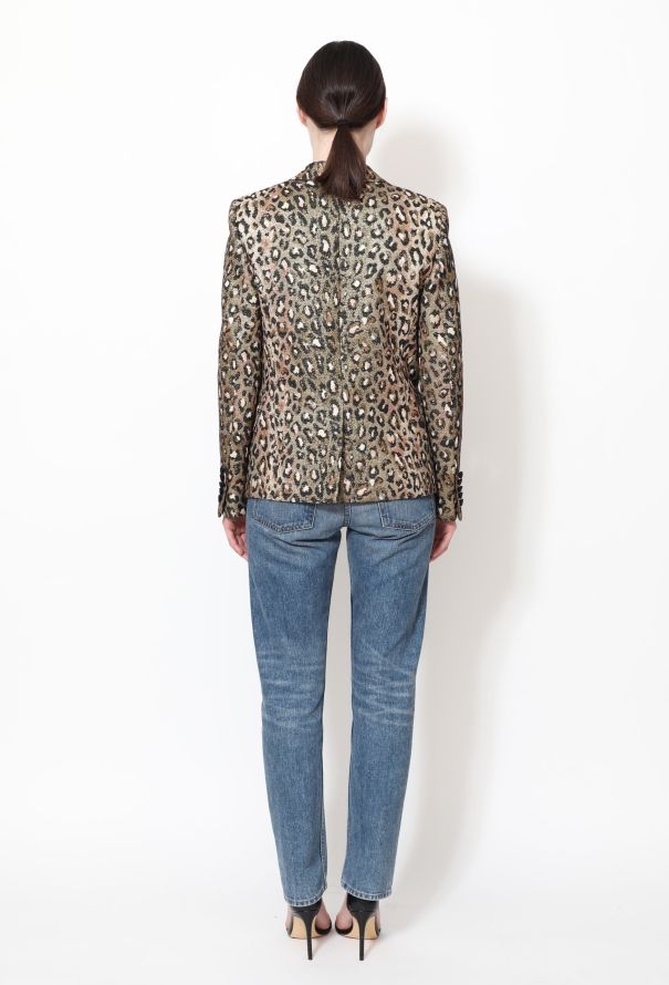 Saint Laurent 2015 Metallic Leopard Print Smoking Blazer - 4