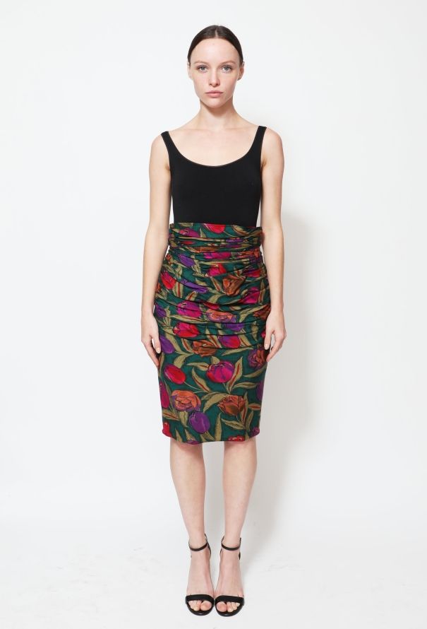 Emanuel Ungaro Vintage Ruched Floral Skirt - 1