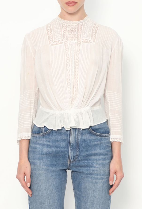 Antique '20s Embroidered Cotton Top - 1