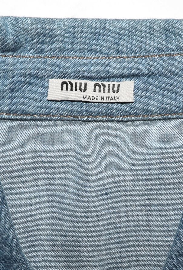 Miu Miu Ruffled Trim Denim Shirt - 5