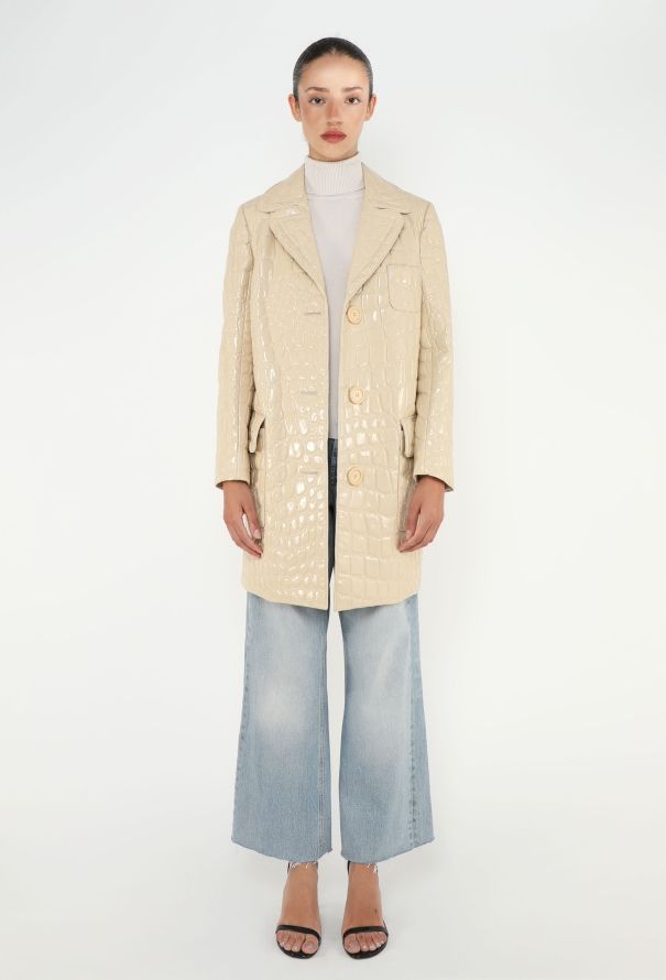 Miu Miu F/W 2015 Embossed Patent Coat - 5