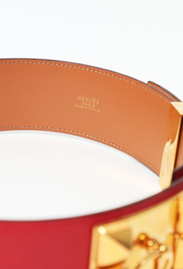 Hermès 1995 Rouge Courchevel 'Collier de Chien' Belt - 5