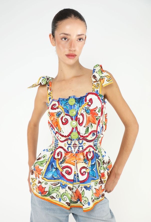 Dolce & Gabbana 2018 Majolica Cotton Top - 1