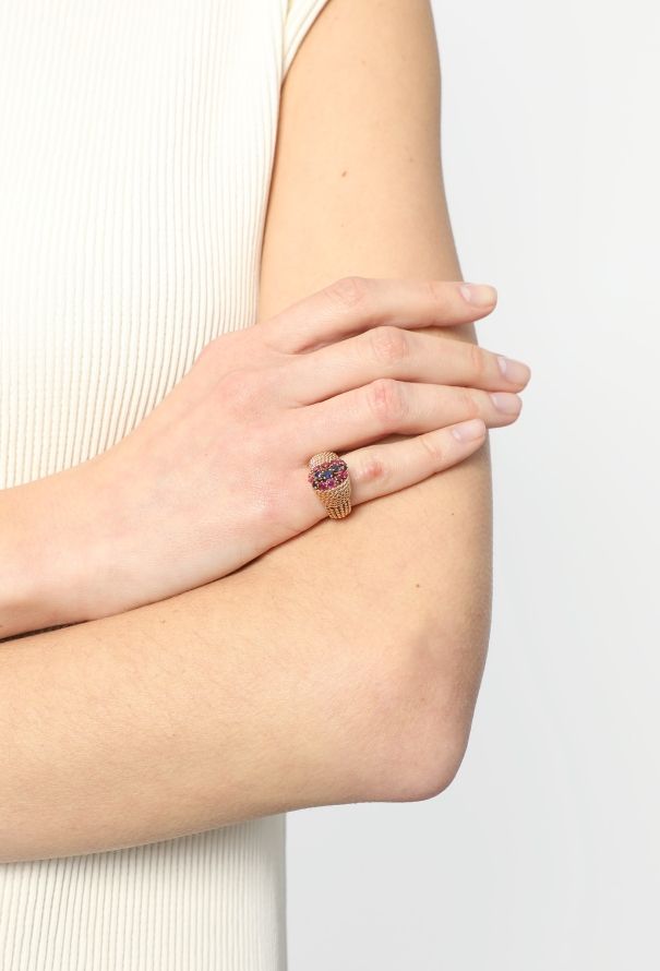 Vintage Fine Jewelry 18k Yellow Gold, Ruby & Sapphire Knot Ring - 4