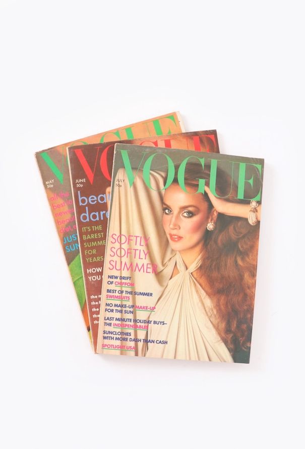 VOGUE UK 1976 Jerry Hall Issue Trio - 1