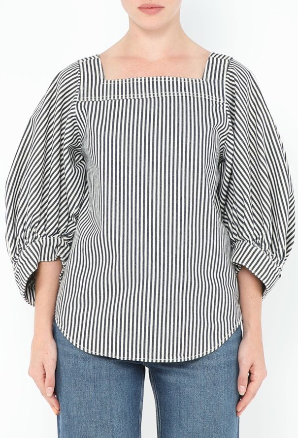 Chloé S/S 2017 Striped Denim Top - 1