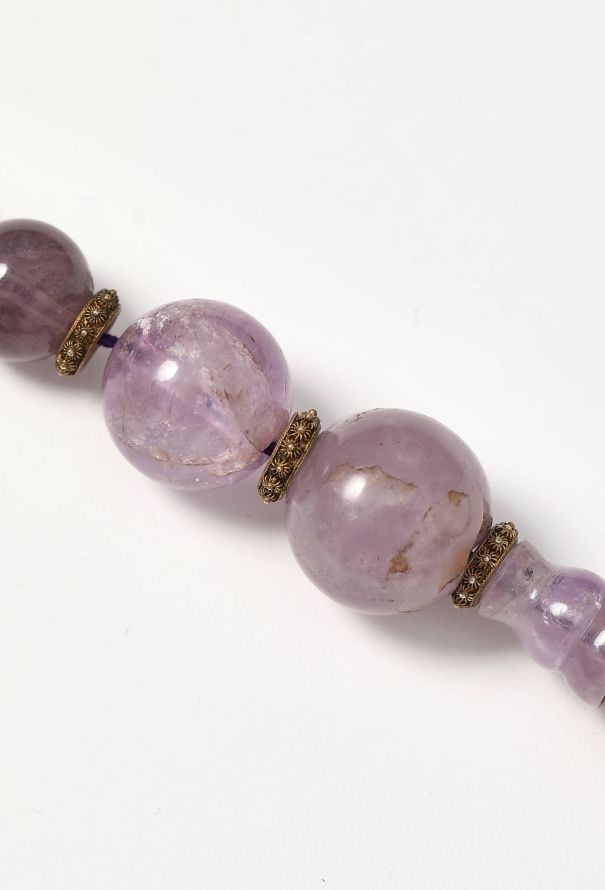 Vintage Fine Jewelry Brass, Amethyst & Rose Quartz Necklace - 4