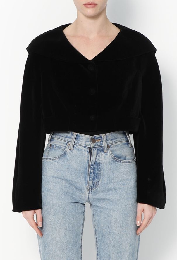 Thierry Mugler '80s Cropped Velvet Jacket - 4