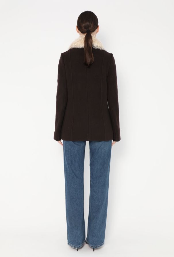 Balenciaga Pre-Fall 2011 Shearling Trim Peacoat - 6