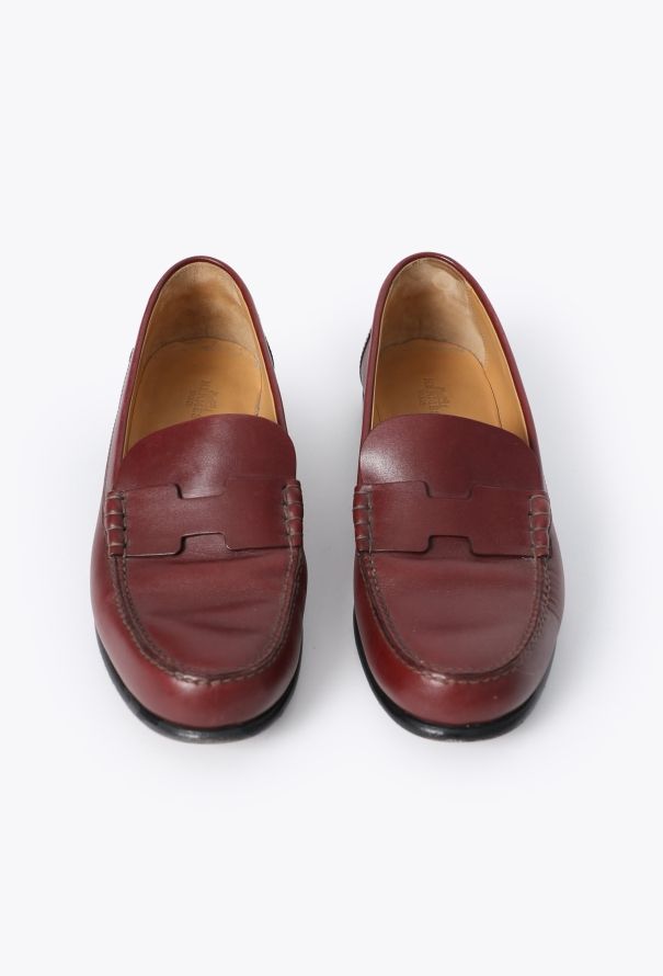 Hermès Burgundy Kennedy Loafers - 2