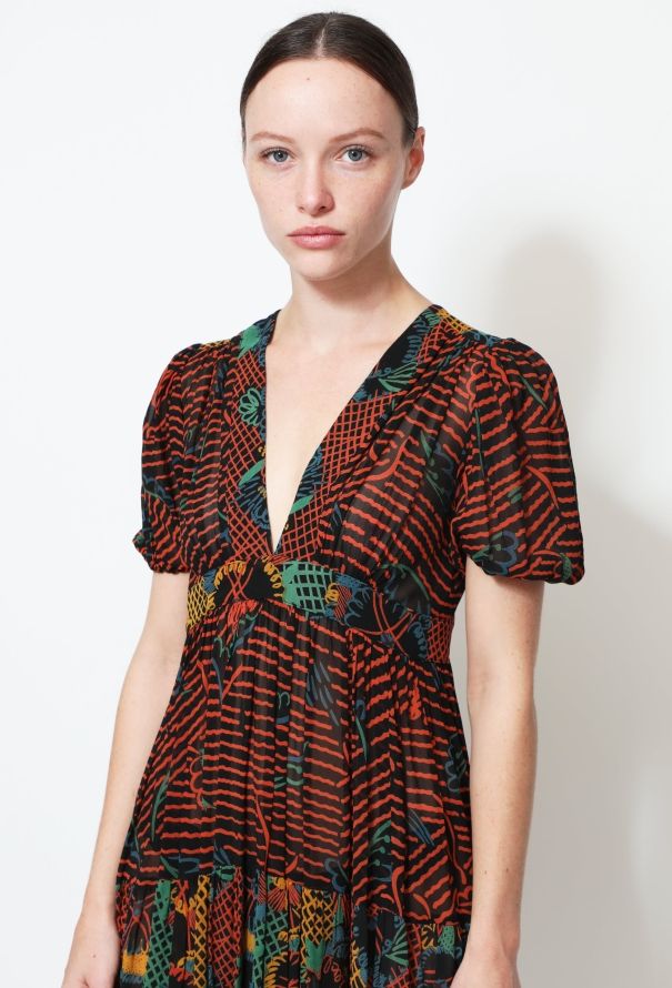 Ossie Clark RARE 1973 Abstract Crêpe Dress - 3