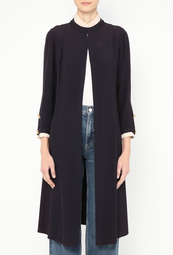 Chanel Haute Couture 1975 Bicolor Silk Emblem Coat - 2