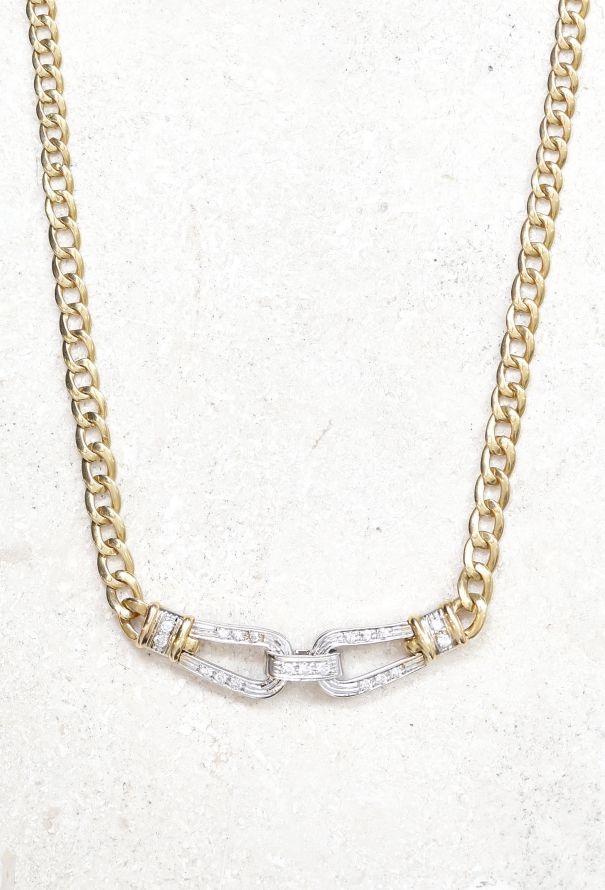 Vintage Fine Jewelry 18k Gold & Diamond Chainlink Necklace - 3