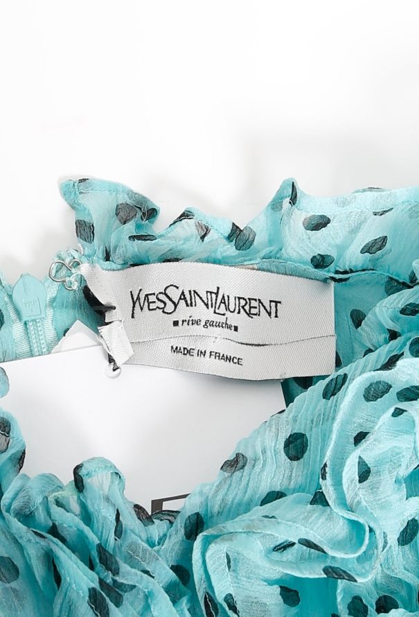 Saint Laurent Ruffled Polka Dot Chiffon Dress - 4