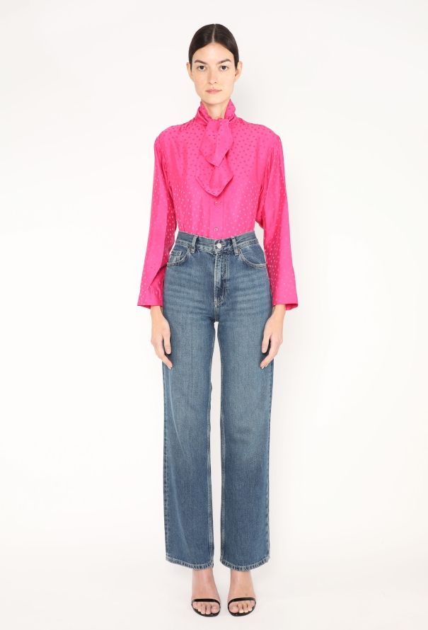 Saint Laurent Vintage Polka Dot Lavallière Blouse - 2