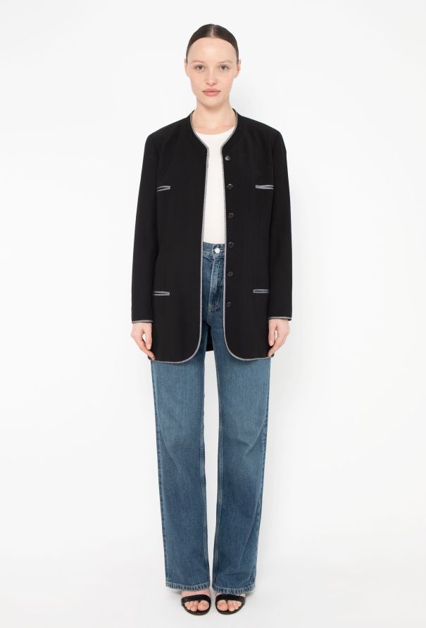 Chanel TIMELESS S/S 1996 Collarless Black Jacket - 4